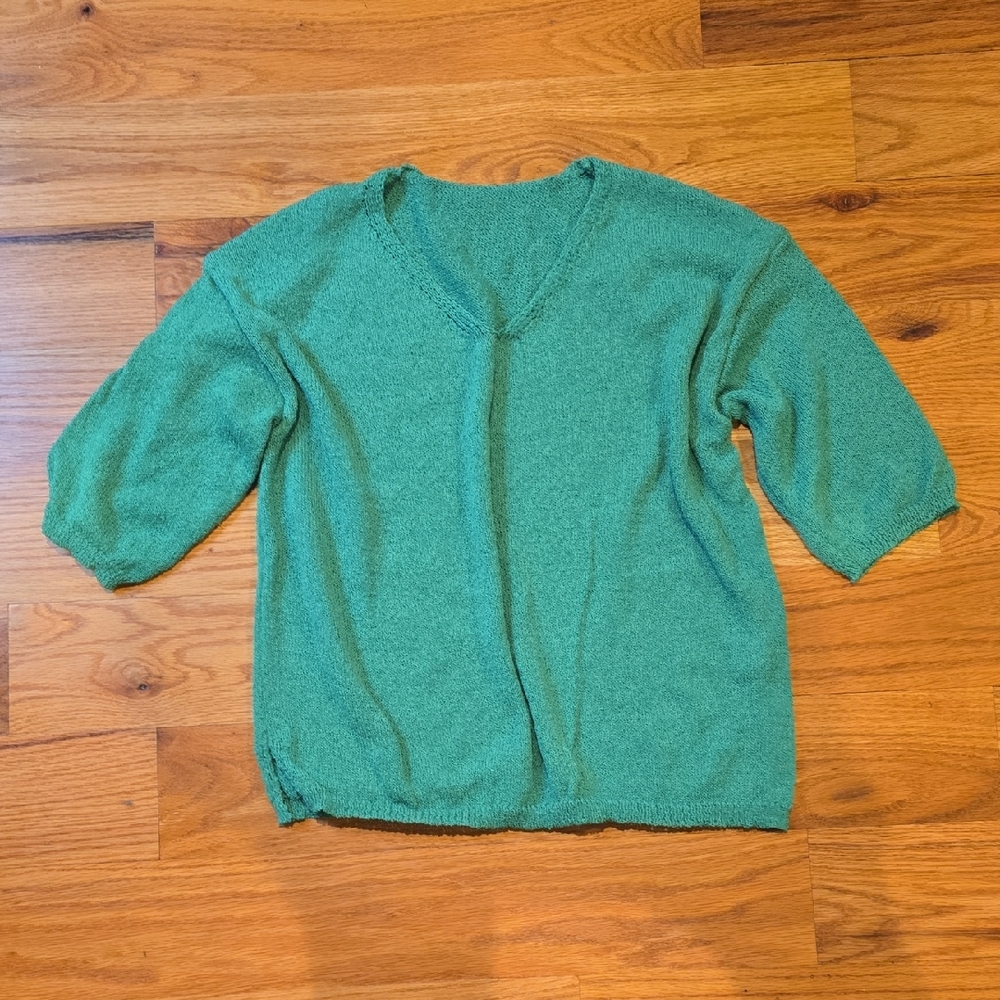 Women's Green V-Neck Sweater